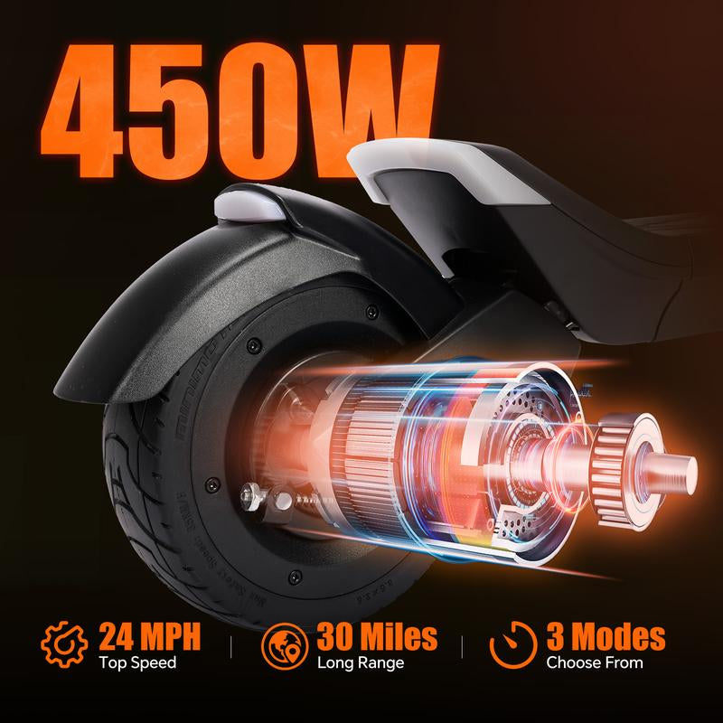 DRIFT.SLIDE Electric Scooter for Adults, up to 30 Miles, 450W Motor,40Kph Max Speed, 36V 15.6AH Battery UL 2272 Portable Folding Commuting E-Scooter with Double Braking System and App Control